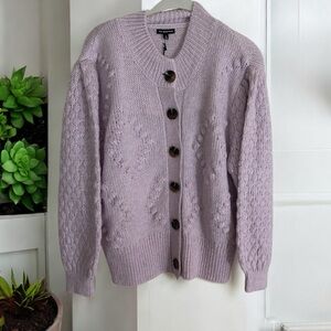 Who What Wear Orchid Petal ‎ Chunky Lavender Button Up Sweater Large NWT
